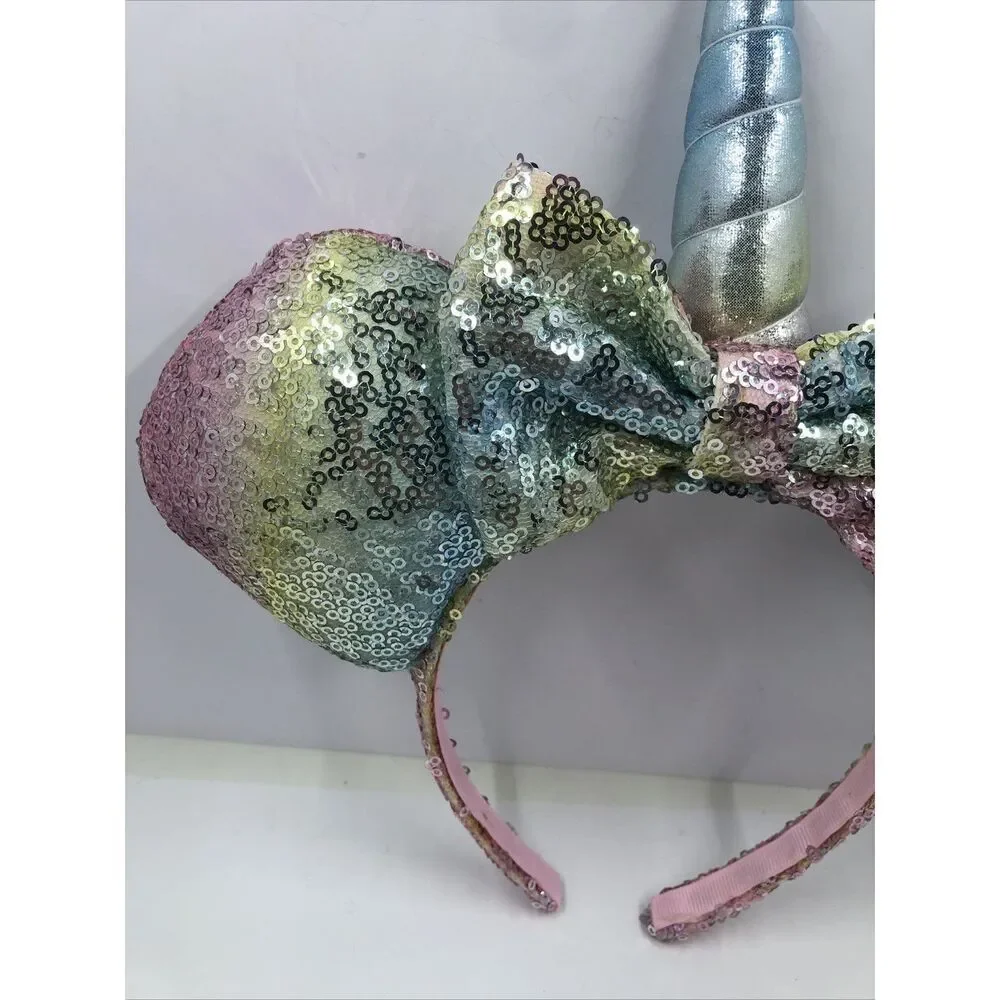 Disney Parks Unicorn Minnie Mouse Ears Headband-pastel Sequin Bow Horn